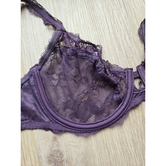 Chantelle Eternelle 3621 Purple Lace Sheer Underwire Unpadded Bra 34C - Picture 7 of 9